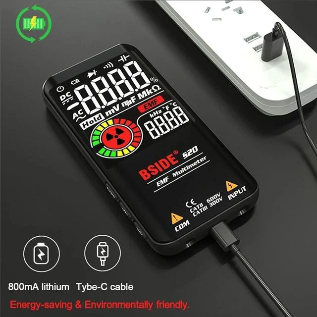 Alt view image 6 of 7 - S20 Intelligent Tester with Electromagnetic Radiation Detection 3.5" Color LCD, AC/DC Voltage, Resistance, Capacitance, Frequency, Diode, Continuity Test