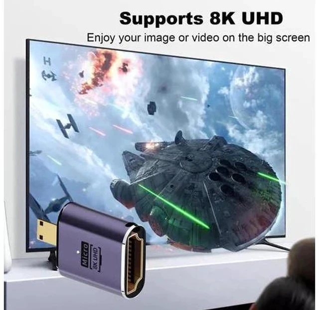 Alt view image 5 of 5 - 2 Pack 8K Micro HDMI Male to HDMI Female Adapter, Micro HDMI to HDMI Converter Connector for Sony A6000 Raspberry Pi 4 GoPro Hero 7 Sport Cameras