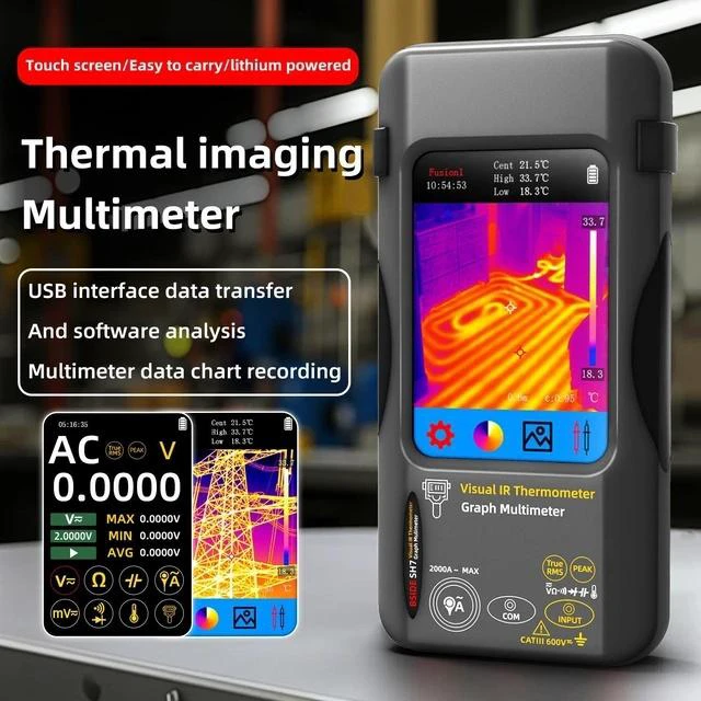 Alt view image 2 of 7 - SH7 Thermal Imaging Multimeter Handheld Touchscreen High-Precision Thermometer for Electrical / Home Renovation / Floor Heating Detection