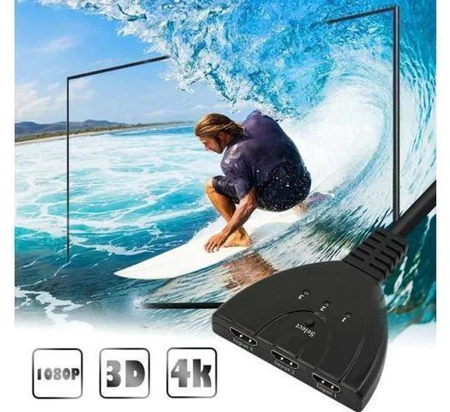 Alt view image 5 of 6 - 3 in 1 Out Manual HDMI Switch with HDMI Cable, 3 Port 1080P HDMI Switcher Splitter, Plug and Play