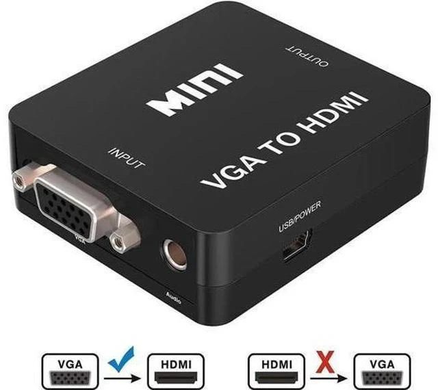 Main image of Mini 1080P VGA to HDMI Converter Adapter with Micro USB Power & 3.5mm Audio Cable, VGA to HDMI Audio Video Connector for PC Laptop DVD, Black
