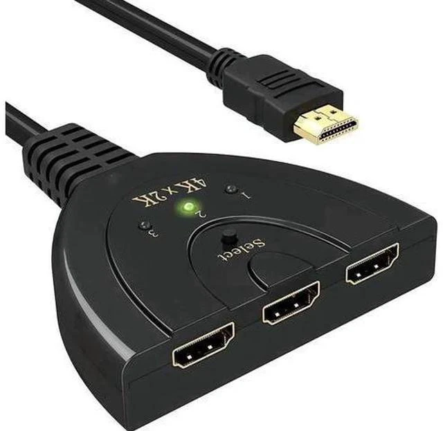 Main image of 3 Port 3x1 HDMI Switcher with Built-in Pigtail Cable, 4K HDMI Switch Splitter Supports 4K, 1080P Full HD & 3D Video