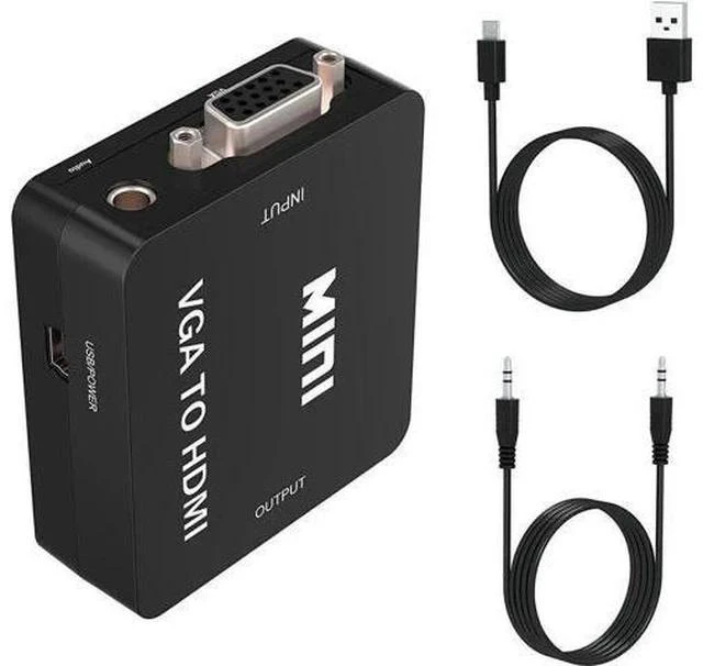 Alt view image 7 of 7 - Mini 1080P VGA to HDMI Converter Adapter with Micro USB Power & 3.5mm Audio Cable, VGA to HDMI Audio Video Connector for PC Laptop DVD, Black