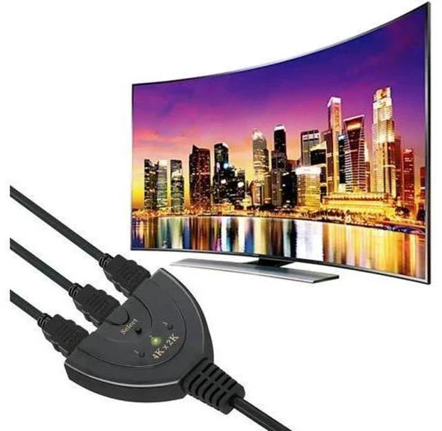 Alt view image 6 of 6 - 3 Port 3x1 HDMI Switcher with Built-in Pigtail Cable, 4K HDMI Switch Splitter Supports 4K, 1080P Full HD & 3D Video