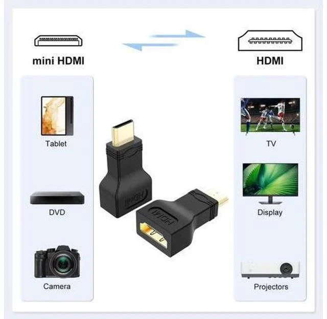 Alt view image 2 of 6 - 2 Pack Gold-Plated HDMI Female to Mini HDMI Male Adapter, Standard HDMI to Mini HDMI Converter for Digital Camera, Camcorder, Tablet & Laptop