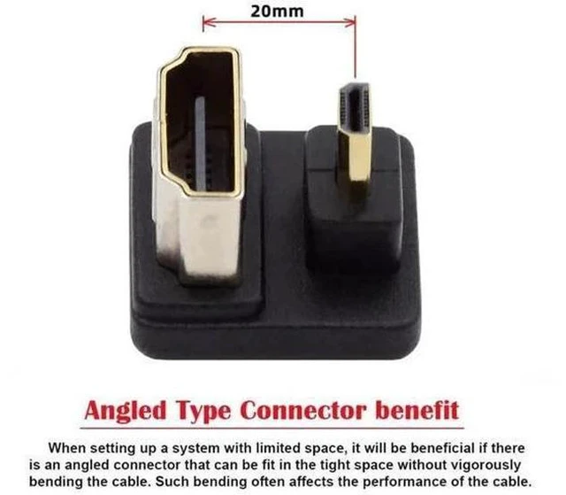 Alt view image 6 of 7 - 180 Degree Down Angled Micro HDMI Male to HDMI Female Extension Adapter, Supports 4K@60Hz