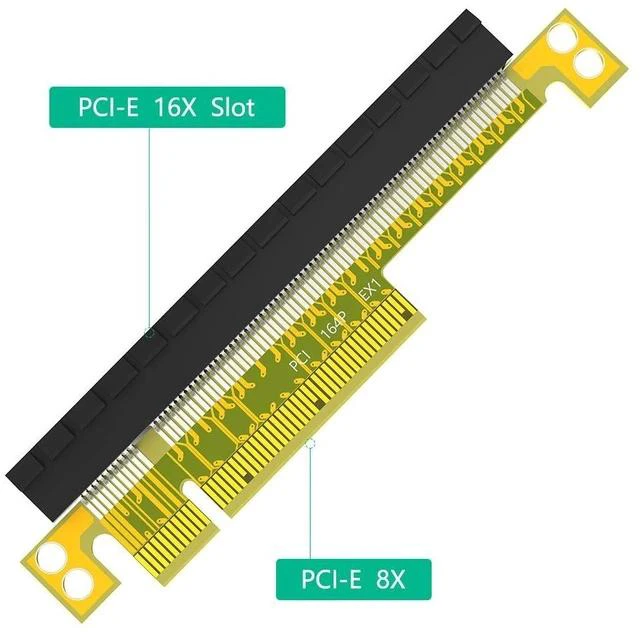 Alt view image 2 of 4 - PCIe 8X to 16X Riser Card PCI-E 4X / 16X Slot Adapter, Graphics Card Extender, Protective Converter Card for GPU, Direct Plug-in Slot Extension Board