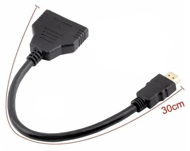 Alt view image 6 of 7 - 1 In 2 Out HDMI Splitter Cable, Single HDMI Male to Dual HDMI Female Y-Splitter Extension Cord for HDTV
