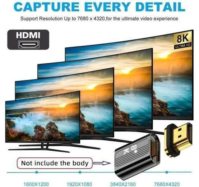 Alt view image 2 of 6 - Magnetic HDMI 2.1 Adapter with 19Pin Full Contacts, Support 8K Video Signal Magnetic HDMI Connector for Laptops, HDTV, Monitors