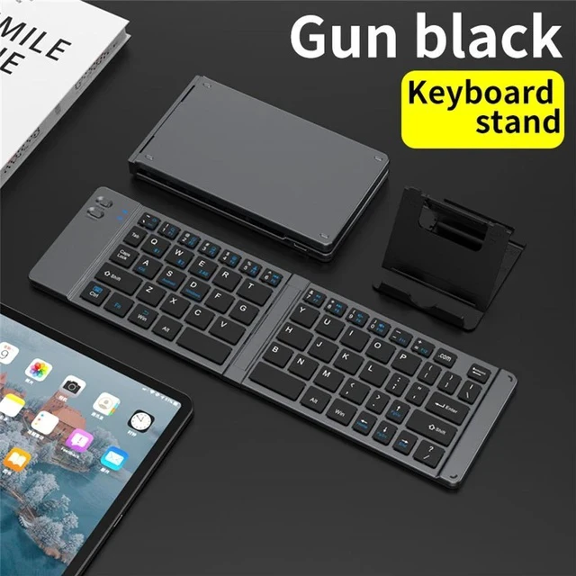 Alt view image 2 of 6 - 2.4G + Bluetooth Foldable Keyboard and Mouse Set Ultra-Portable Rechargeable Combo for Multi-Device Office/Travel - Grey