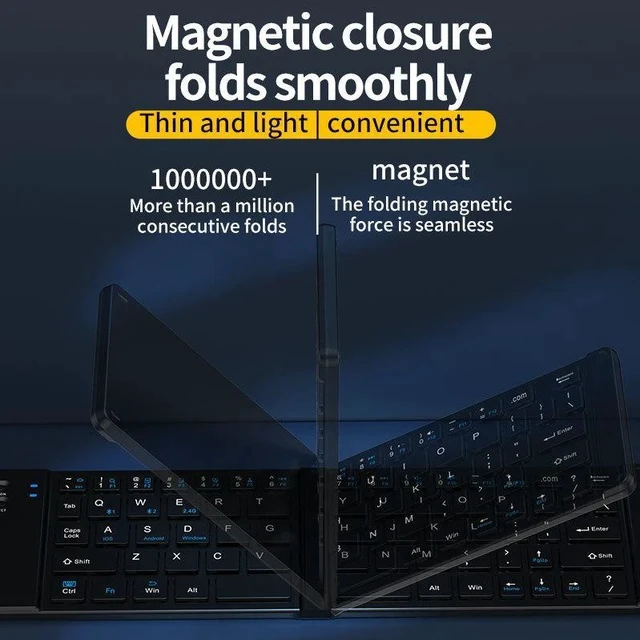 Alt view image 5 of 6 - 2.4G + Bluetooth Foldable Keyboard and Mouse Set Ultra-Portable Rechargeable Combo for Multi-Device Office/Travel - Grey