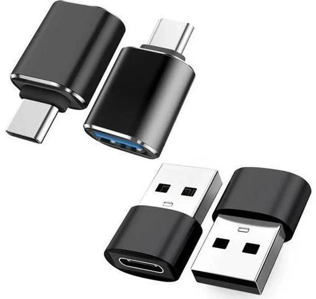 Main image of Black 4-Pack USB Adapter Set: 2×USB-C Male to USB-A Female + 2×USB-A Male to USB-C Female | High-Speed Data & Fast Charging Converter