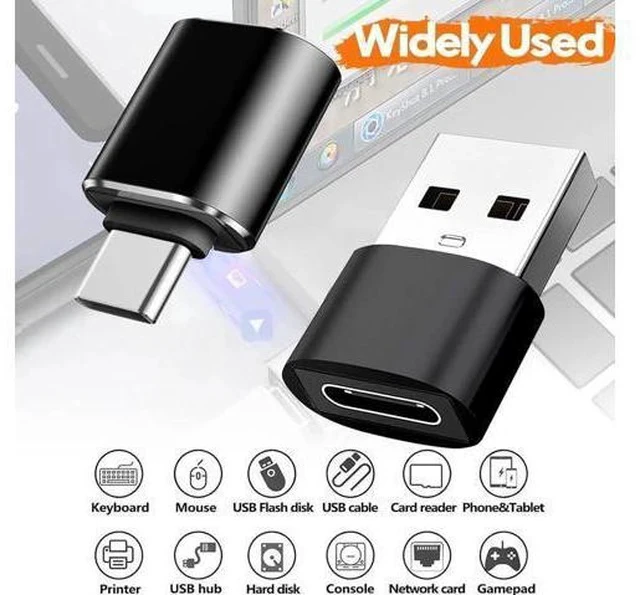 Alt view image 2 of 7 - Black 4-Pack USB Adapter Set: 2×USB-C Male to USB-A Female + 2×USB-A Male to USB-C Female | High-Speed Data & Fast Charging Converter