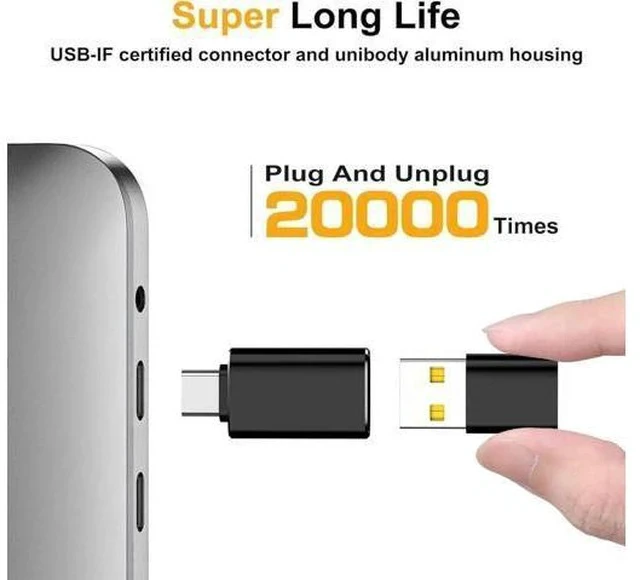 Alt view image 3 of 7 - Black 4-Pack USB Adapter Set: 2×USB-C Male to USB-A Female + 2×USB-A Male to USB-C Female | High-Speed Data & Fast Charging Converter
