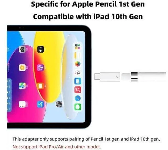 Alt view image 4 of 6 - USB C to Apple Pencil 1st Generation Charging Adapter, USB-C Male to Lightning Female iPencil Charger Dongle Connector for iPad 10th Gen, White