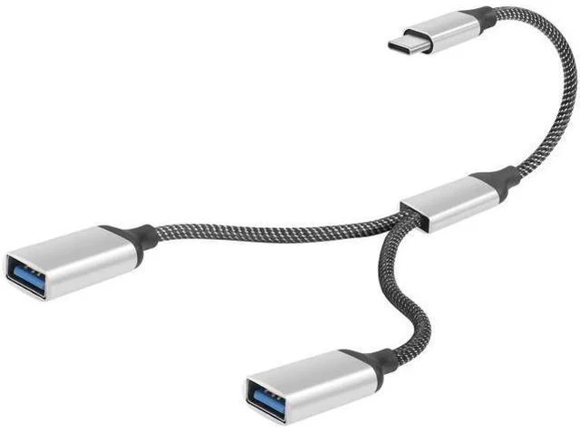 Main image of 20CM USB-C OTG Y Splitter Cable, USB 3.0 Type C Male to Dual USB A Female 1-to-2 Multiport Converter for Car, Laptop & PC