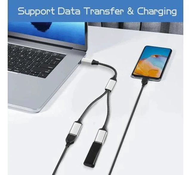 Alt view image 2 of 7 - 20CM USB-C OTG Y Splitter Cable, USB 3.0 Type C Male to Dual USB A Female 1-to-2 Multiport Converter for Car, Laptop & PC