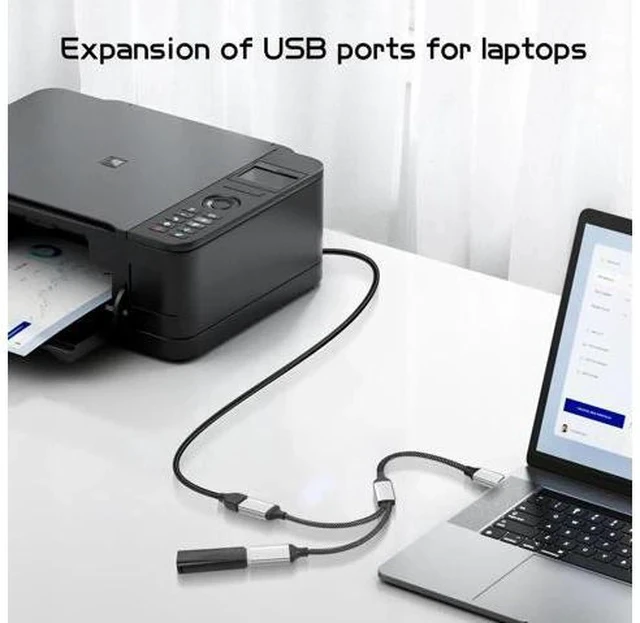Alt view image 3 of 7 - 20CM USB-C OTG Y Splitter Cable, USB 3.0 Type C Male to Dual USB A Female 1-to-2 Multiport Converter for Car, Laptop & PC