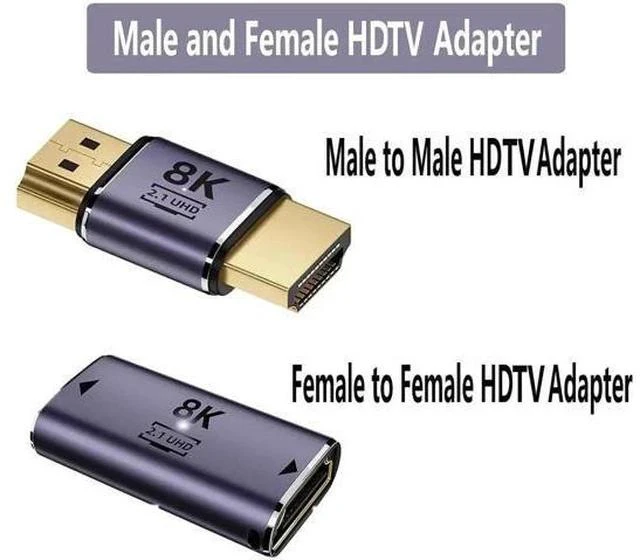 Alt view image 2 of 4 - 8K HDMI Coupler Set, Male to Male & Female to Female HDMI Extender Adapter Supports 8K@60Hz 4K@120Hz for HDTV