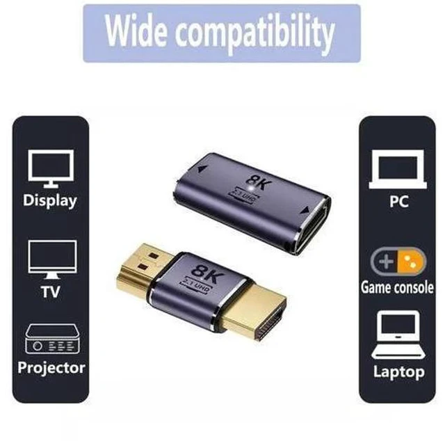 Alt view image 3 of 4 - 8K HDMI Coupler Set, Male to Male & Female to Female HDMI Extender Adapter Supports 8K@60Hz 4K@120Hz for HDTV