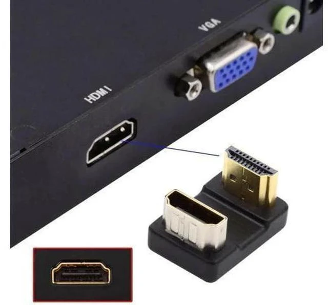 Alt view image 4 of 7 - U-Shaped 360° Down Back Angled HDMI 1.4 Male to Female Extension Adapter, Type-A HDMI Converter Supports 4K HD