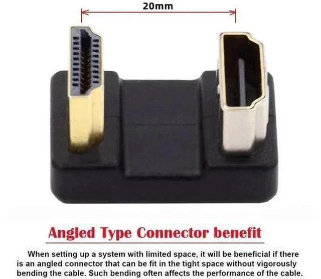 Alt view image 7 of 7 - U-Shaped 360° Down Back Angled HDMI 1.4 Male to Female Extension Adapter, Type-A HDMI Converter Supports 4K HD