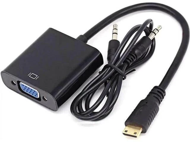 Main image of Active Mini HDMI to VGA Video Converter Adapter with 3.5mm Audio Cable, Mini HDMI Male to VGA Female for Camera Tablet Graphics Card Camcorder