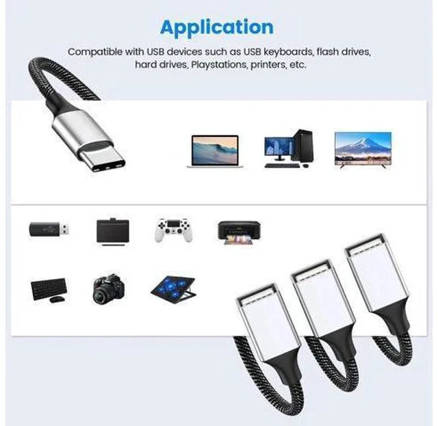 Alt view image 7 of 7 - 0.8FT USB-C Male to Dual USB-A 2.0 Female OTG Splitter Hub, 2-Port Type-C to Double USB-A Adapter for Phone, Laptop & Game Console