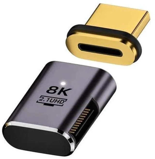 Main image of Magnetic HDMI 2.1 Adapter, 90° Right Side Angled HDMI Male to Female Gender Changer, Gold-Plated Supports 8K@60Hz, 4K@120Hz, 48Gbps High Speed