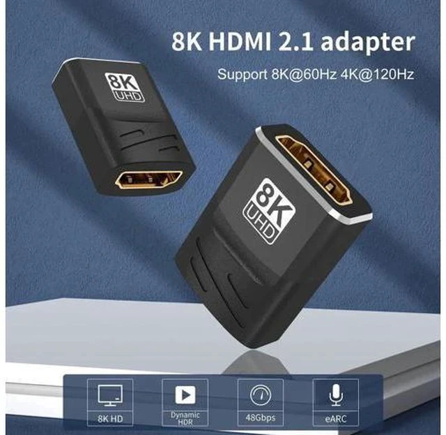 Alt view image 7 of 7 - 2 Pack HDMI 2.1 Female to Female Coupler Adapter, 8K@60Hz 4K@120Hz HDR eARC HDMI Extension Connector for HDTV PC Laptop Monitor PS5
