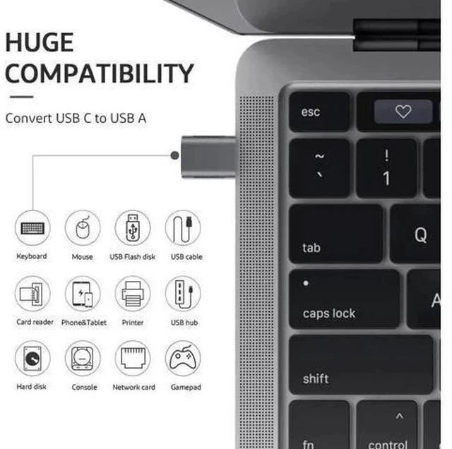Alt view image 2 of 7 - 4 Pack 10Gbps USB C to USB 3.0 OTG Adapter, Type C Male to USB A Female Converter, Thunderbolt 3/4 Compatible for MacBook, iPad, iMac, Space Grey