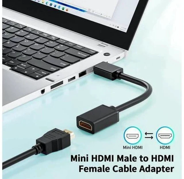 Alt view image 4 of 7 - 15cm Mini HDMI Male to HDMI 2.0 Female Adapter Cable, 4K@60Hz HDR 3D 18Gbps Video Converter for DSLR Camera, Raspberry Pi, Camcorder
