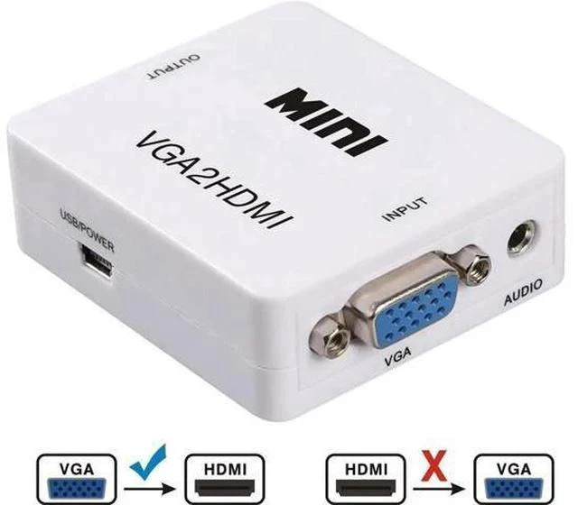 Main image of White Mini VGA to HDMI 1080P Converter Adapter with Audio Port, VGA2HDMI Audio Video Connector for PC Laptop DVD Mac HDTV Projector