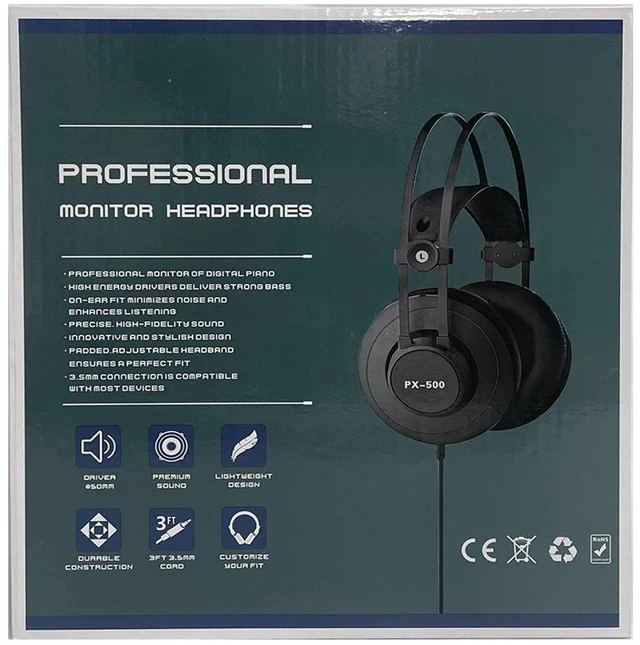 Alt view image 6 of 6 - Professional Wired Monitoring Headphones Over-Ear Studio Monitor with Noise Isolation, Balanced Tri-Frequency Sound, for PC / Recording / Live Streaming - black