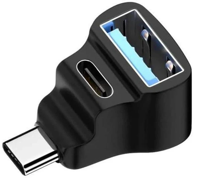 Alt view image 6 of 7 - 90° Angled USB3.0 Type-C Male Splitter Adapter, 10Gbps, Dual USB-A OTG + Type-C PD Pass-Through Port, Compatible with Steam Deck & Laptops