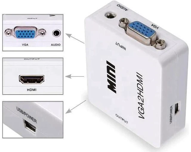 Alt view image 3 of 5 - 1080P VGA to HDMI Adapter with 3.5mm Audio Port, VGA Audio Video Converter Compatible with HDTV, Monitor, Laptop, Desktop PC
