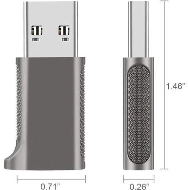 Alt view image 6 of 6 - 1 Pack USB 3.2 Gen2 USB-C Female to USB-A Male Adapter, Double-Sided Plug 10Gbps Converter for Fast Charging, Data Sync & USB-C Headset Audio