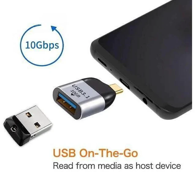 Alt view image 2 of 7 - USB 3.0 OTG Adapter, USB-A Female to USB-C Male 10Gbps High Speed Host OTG Data Converter, Compatible with USB-C Laptops, Smartphones and Tablets