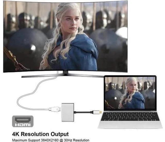 Alt view image 6 of 6 - USB-C to 4K HDMI & VGA Dual Display Adapter, USB 3.1 Type-C to HDMI 4K UHD + VGA Converter, Mirror & Extend Dual Screen Dongle for Type-C Laptops