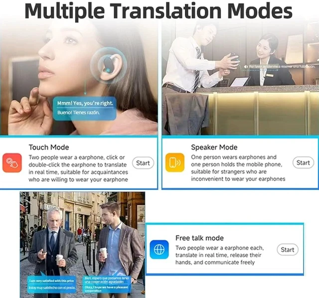 Alt view image 3 of 7 - M75 on Ear Translator Earbuds, Touch Control Language Translation Device Supports 144 Languages & Accents Translation in Real Time, APP,300mAh (Skin Color)