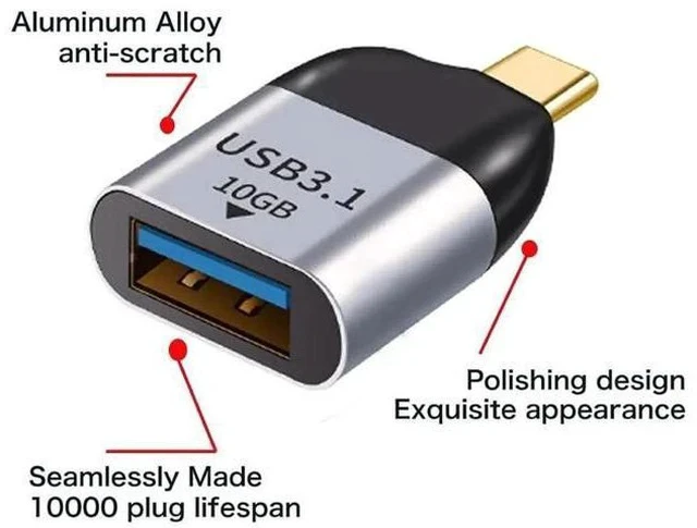 Alt view image 7 of 7 - USB 3.0 OTG Adapter, USB-A Female to USB-C Male 10Gbps High Speed Host OTG Data Converter, Compatible with USB-C Laptops, Smartphones and Tablets