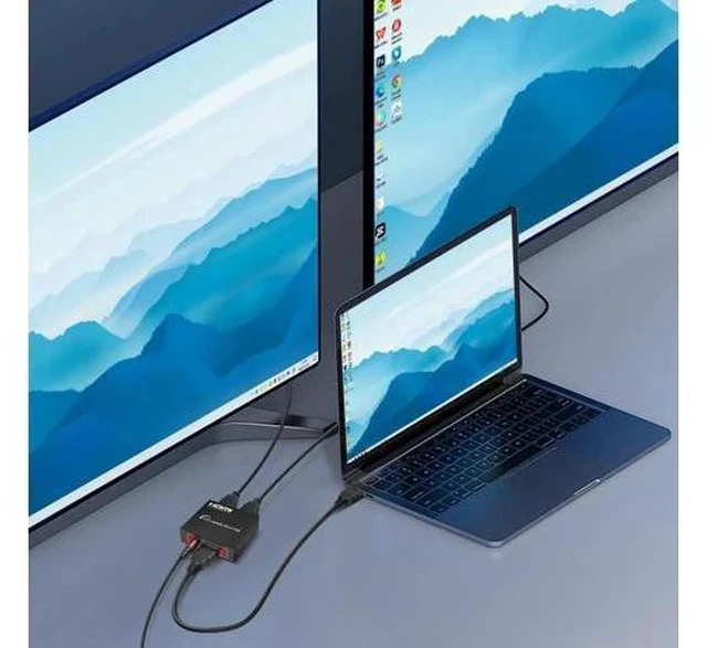 Alt view image 3 of 6 - YACSEJAO 1x2 Powered HDMI Splitter 1 in 2 Out, 4K HDMI Splitter Duplicates One Source to Two Identical Displays for Dual Monitors