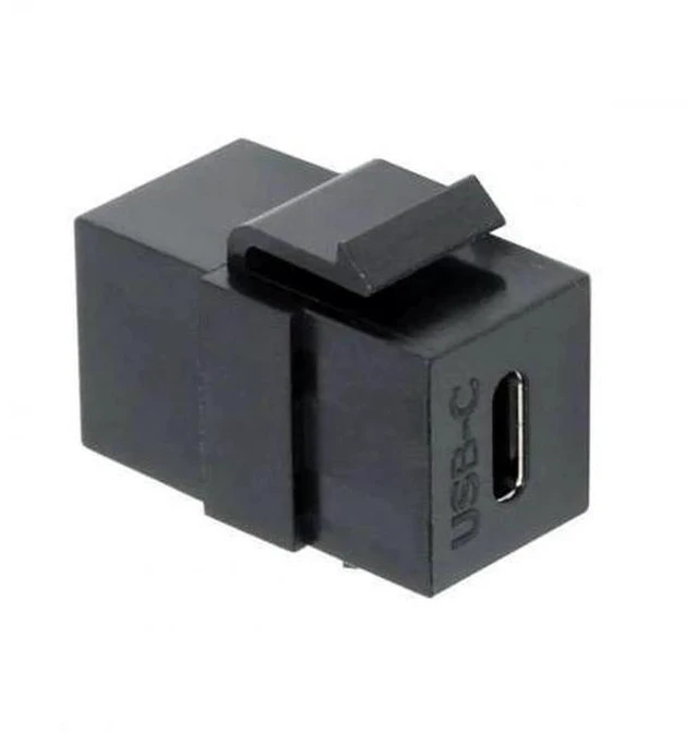 Main image of USB 2.0 Type-C Female to Female Keystone Jack Coupler Adapter, Snap-in USB-C Extension Connector for Standard Wall Plate Panel USB Cable Wiring