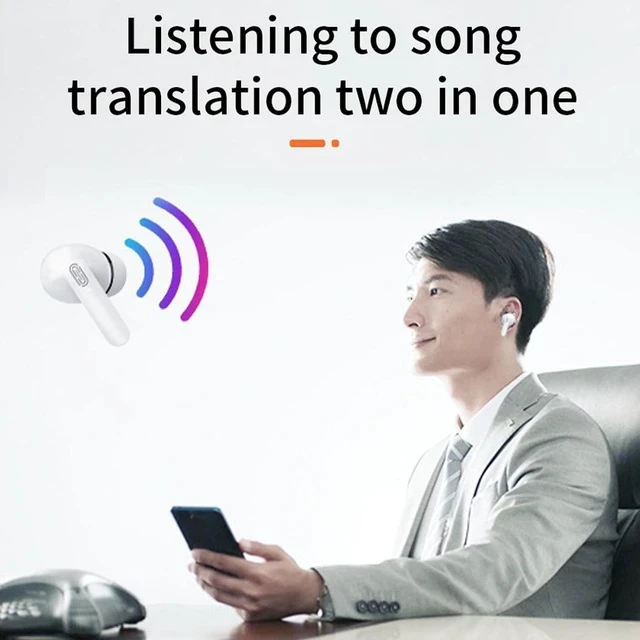 Alt view image 5 of 7 - Y113 Language Translator Earbuds, 144 Language Translator Device with Speakers, Bluetooth Noise Reduction Translator Device for Travel & Business, Fit for OS X Android, Pearl White