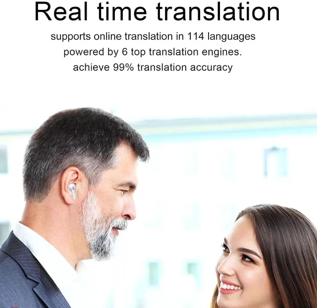 Alt view image 3 of 7 - Y113 Language Translator Earbuds, 144 Language Translator Device with Speakers, Bluetooth Noise Reduction Translator Device for Travel & Business, Fit for OS X Android, Pearl White