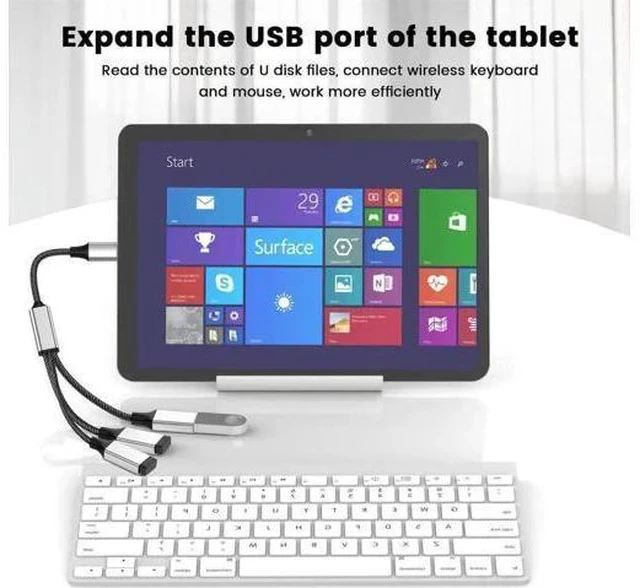 Alt view image 6 of 7 - 0.8FT USB-C Male to Dual USB-A 2.0 Female OTG Splitter Hub, 2-Port Type-C to Double USB-A Adapter for Phone, Laptop & Game Console