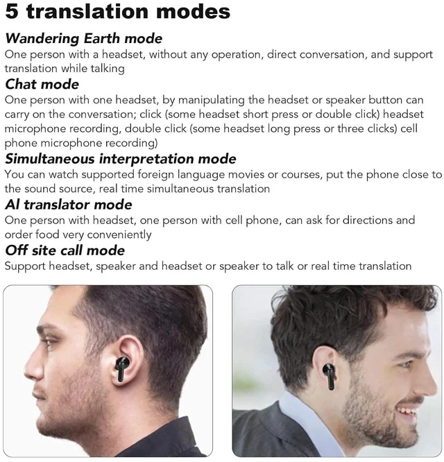 Alt view image 4 of 7 - Y113 Language Translator Earbuds, 144 Language Translator Device, Bluetooth Noise Reduction Translator Device for Travel & Business, Fit for OS X Android