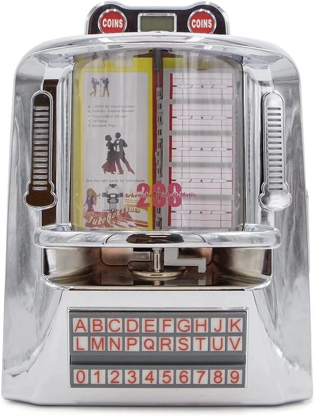 Main image of 200 Wall-O-Matic Table Jukebox Wallbox Wireless Bluetooth Speaker FM Radio SD USB Retro American Diner Style Tabletop