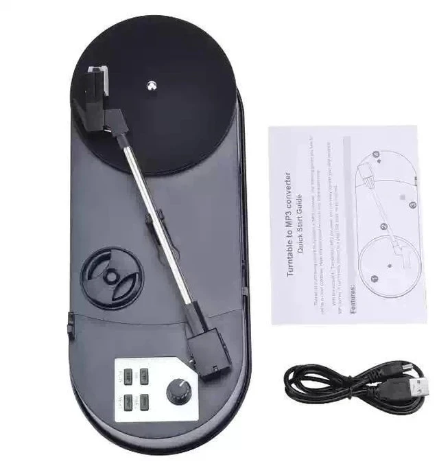Alt view image 5 of 5 - Mini Turntable Record Player Vinyl to MP3 Converter, Portable LP Digitizer with Built-in Speaker, 33/45 RPM, Direct USB/SD Recording, No Computer Needed - ezcap613P