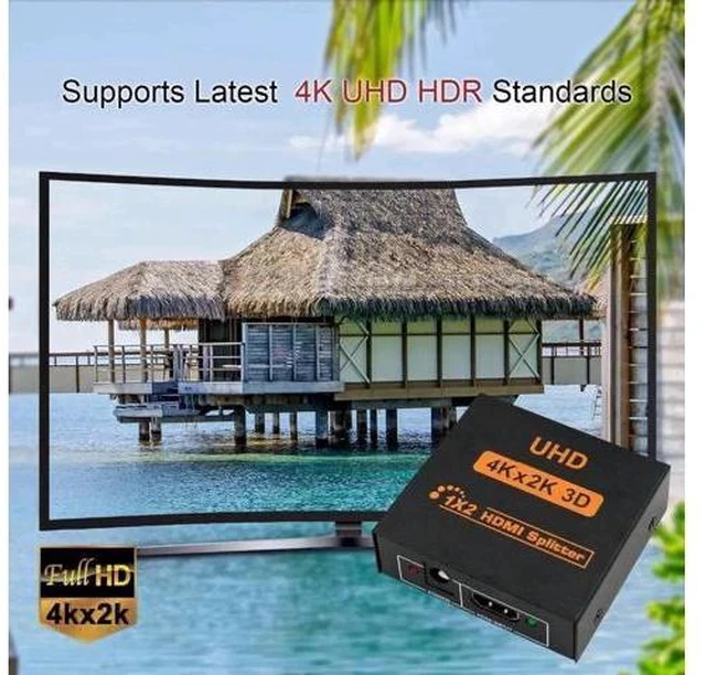 Alt view image 4 of 7 - 2 Port 1 in 2 Out HDMI Splitter Adapter, Female to Female 1x2 HDMI Distributor Support 4K for Xbox PS4 DVD HDTV PC Laptop